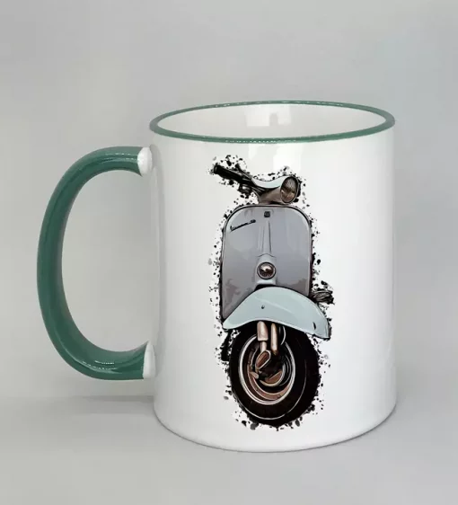 Keramiktasse mit Vespa Rand dunkelgrün