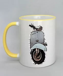 Keramiktasse mit Vespa Rand gelb