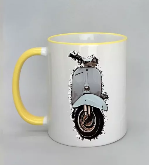 Keramiktasse mit Vespa Rand gelb
