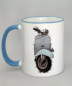 Keramiktasse mit Vespa Rand hellblau