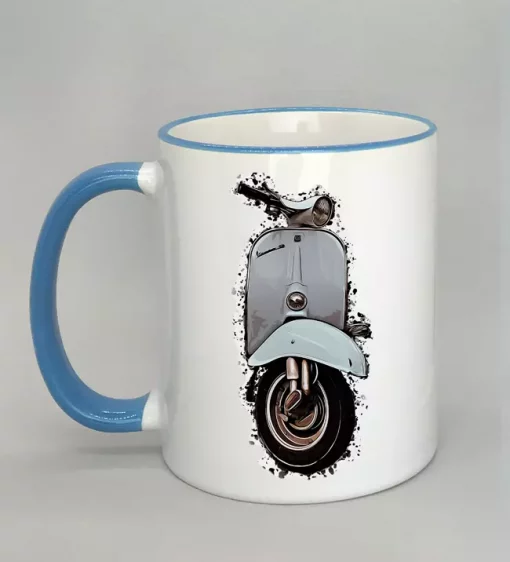 Keramiktasse mit Vespa Rand hellblau