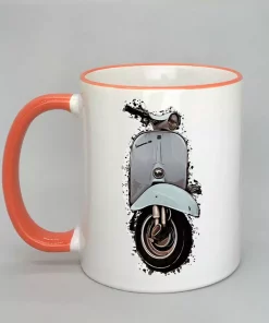 Keramiktasse mit Vespa Rand orange