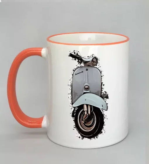 Keramiktasse mit Vespa Rand orange