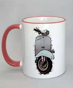 Keramiktasse mit Vespa Rand rot