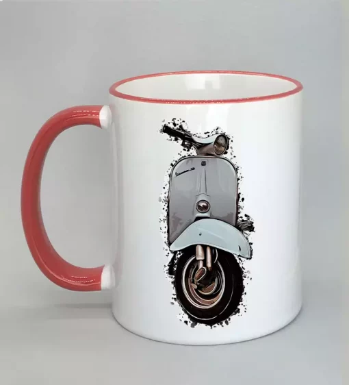Keramiktasse mit Vespa Rand rot