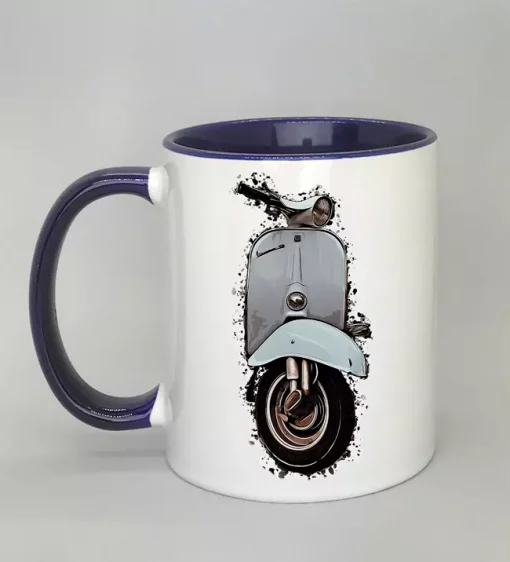 Keramiktasse mit Vespa Innenseite dunkelblau