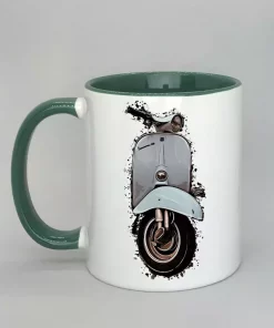 Keramiktasse mit Vespa Innenseite dunkelgrün