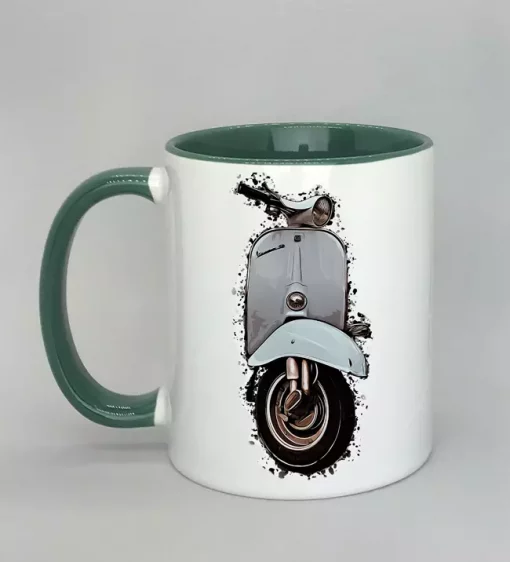 Keramiktasse mit Vespa Innenseite dunkelgrün