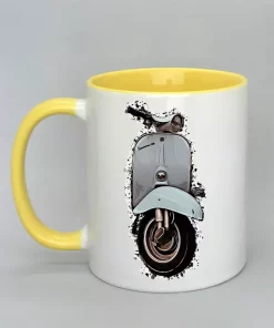 Keramiktasse mit Vespa Innenseite gelb