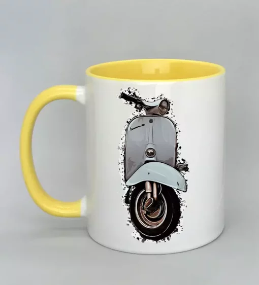 Keramiktasse mit Vespa Innenseite gelb