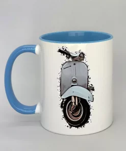 Keramiktasse mit Vespa Innenseite hellblau