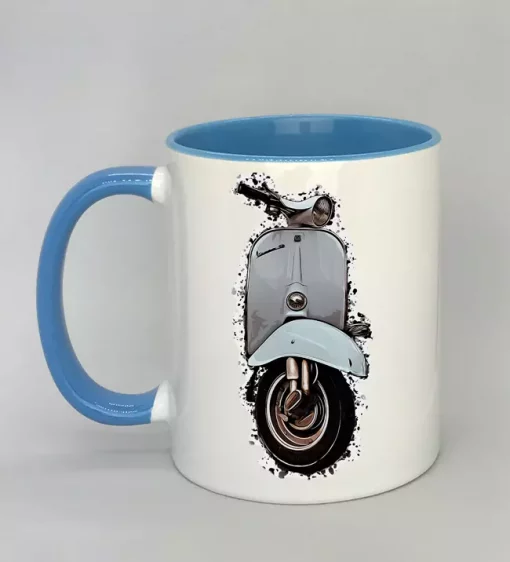Keramiktasse mit Vespa Innenseite hellblau