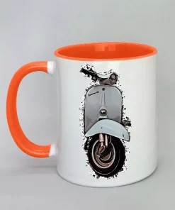 Keramiktasse mit Vespa Innenseite orange