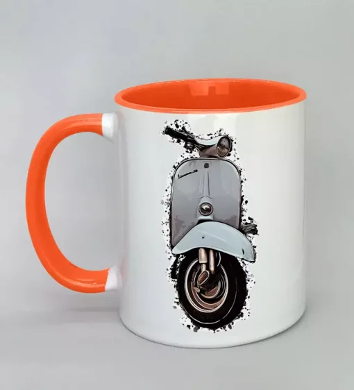 Keramiktasse mit Vespa Innenseite orange