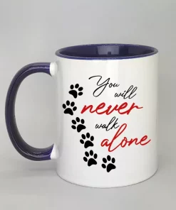 Keramiktasse You will never walk alone Innenseite dunkelblau
