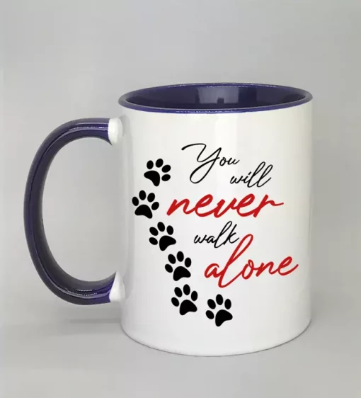 Keramiktasse You will never walk alone Innenseite dunkelblau