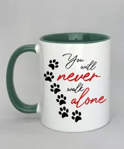 Keramiktasse You will never walk alone Innenseite dunkelgrün