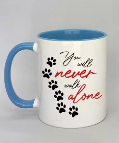 Keramiktasse You will never walk alone Innenseite hellbleu