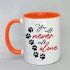 Keramiktasse You will never walk alone Innenseite orange