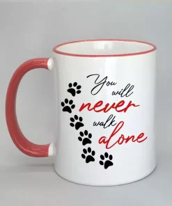 Keramiktasse You will never walk alone Rand rot