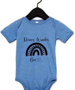Kurzarm Babybody Kleines Wunder mit Name blau