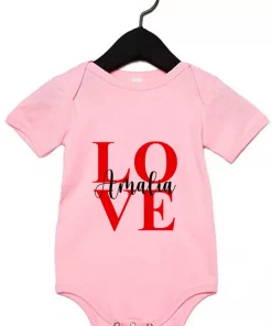 Kurzarm Babybody LOVE mit Namen pink