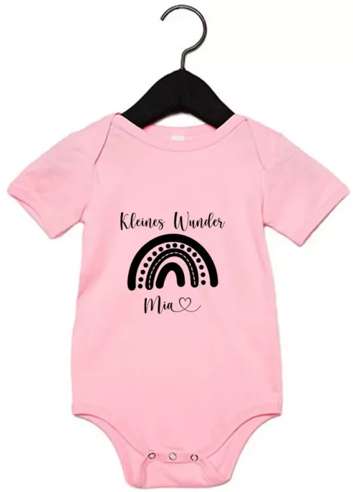 Kurzarm Babybody Kleines Wunder mit Name pink