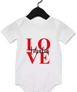 Kurzarm Babybody LOVE mit Namen weiß