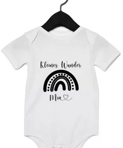 Kurzarm Babybody Kleines Wunder mit Name weiß