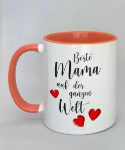 Spruchtasse Beste Mama auf der ganzen Welt Innenseite rot