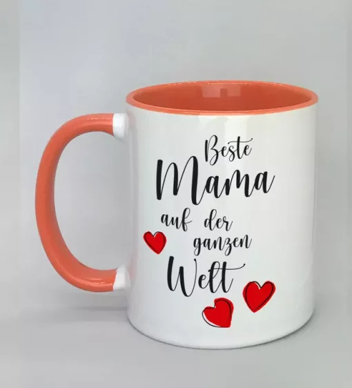 Spruchtasse Beste Mama auf der ganzen Welt Innenseite rot