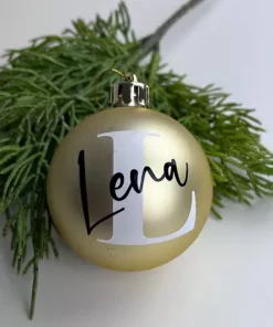 Personalisierte Christbaumkugel gold matt
