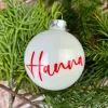 Christbaumkugel mit Name weiß