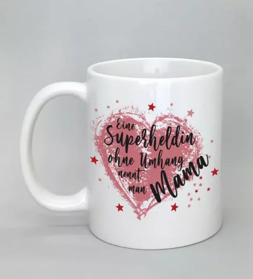 Spruchtasse Superheldin Mama weiß