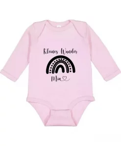 Langarm Baby Body Kleines Wunder Name pink