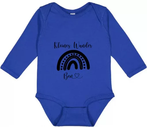 Langarm Baby Body Kleines Wunder Name blau