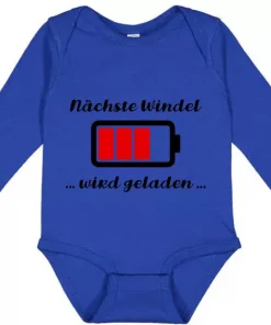 Langarm Baby Body Nächste Windel wird geladen blau