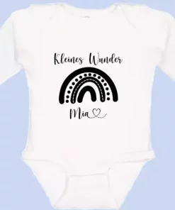 Langarm Baby Body Kleines Wunder Name weiß