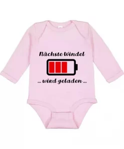 Langarm Baby Body Nächste Windel wird geladen pink