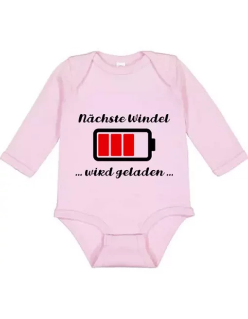 Langarm Baby Body Nächste Windel wird geladen pink