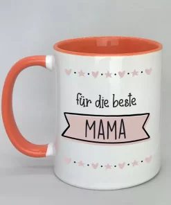 Spruchtasse für die beste Mama Innenseite rot