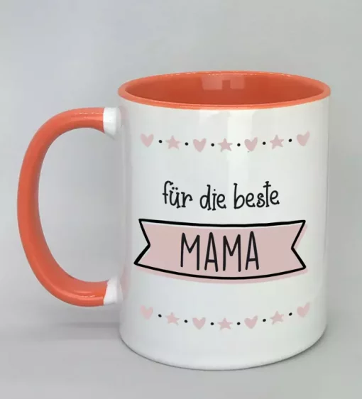 Spruchtasse für die beste Mama Innenseite rot