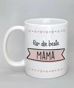 Spruchtasse für die beste Mama weiß