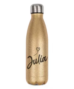 Personalisierte Glitzerflasche gold