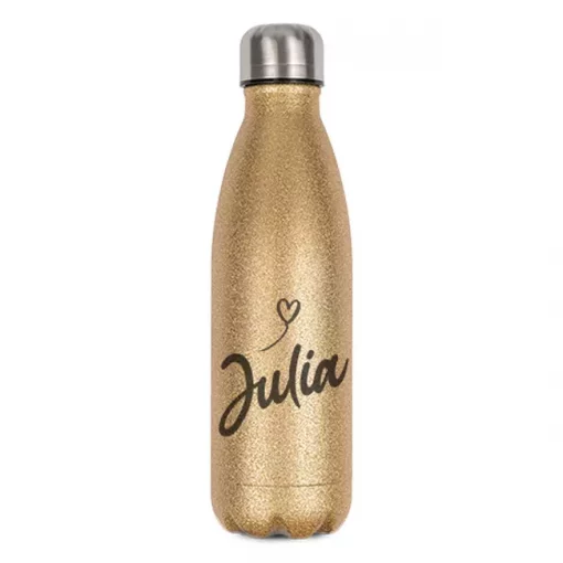Personalisierte Glitzerflasche gold