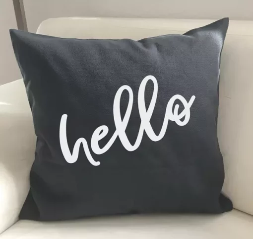 Spruchkissen Hello anthrazit