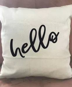 Spruchkissen Hello hellbeige