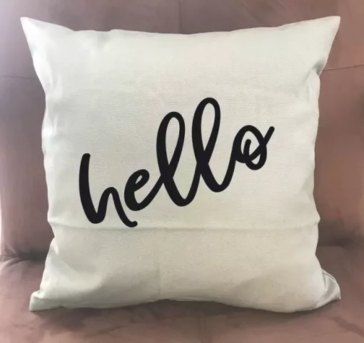 Spruchkissen Hello hellbeige