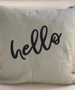 Spruchkissen Hello mattgrün