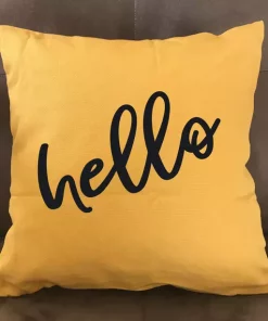 Spruchkissen Hello dunkelgelb